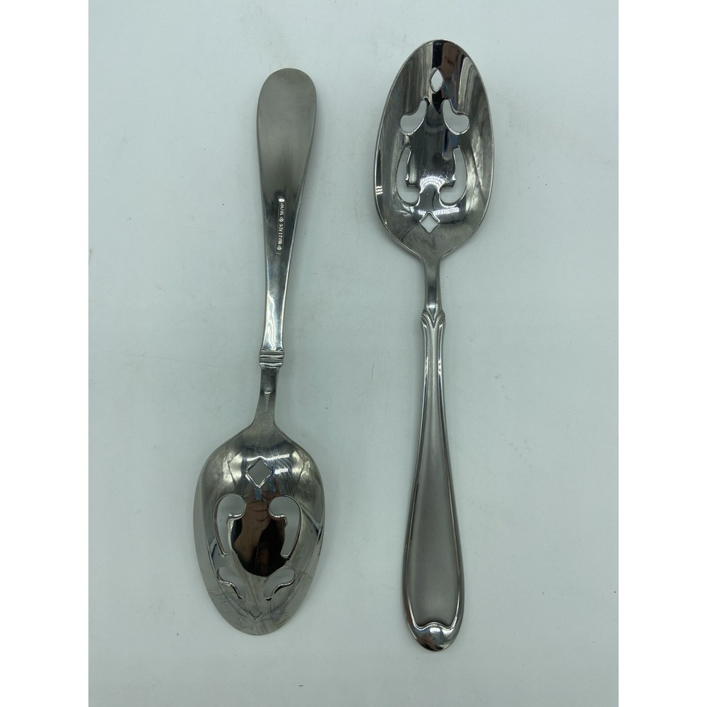 Wallace SUMMERSET FROST Pierced Serving‎ Spoon x2 Stainless Steel Flatware 18/10